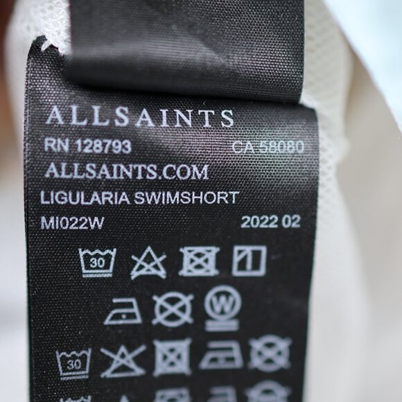 AllSaints‎ Ligularia Swim Shorts Men Small Blue Leopard Floral Board Trunks - Picture 6 of 11